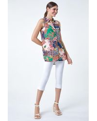 Roman - Paisley Floral Print Sleeveless Button Blouse - Lyst