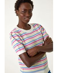 Roman - Scallop Edge Stripe Knit Top - Lyst