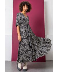 D.u.s.k - Floral Print Shirred Waist Maxi Dress - Lyst