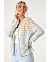 Roman Petite - Chevron Stripe Knit Cardigan - Lyst