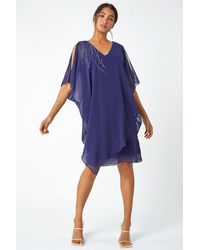 Roman - Embellished Cold Shoulder Overlay Dress - Lyst