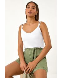 Roman - Double Strap V-Neck Stretch Vest Top - Lyst