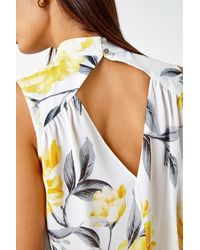 Roman - Floral Print High Neck Sleeveless Top - Lyst