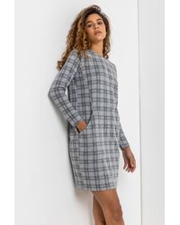 Roman - Check Print Pocket Shift Dress - Lyst