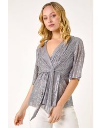 D.u.s.k - Sequin Tie Front Top - Lyst