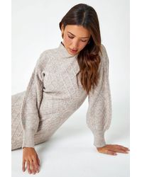 Roman - Cable Knit Jumper Stretch Dress - Lyst