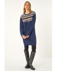 Roman - Nordic Pattern Knit Dress - Lyst