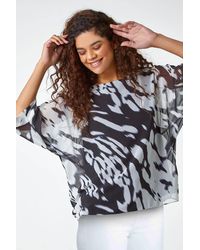Roman - Abstract Print Chiffon Overlay Top - Lyst