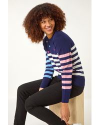 Roman - Stripe Heart Crew Neck Knit Jumper - Lyst