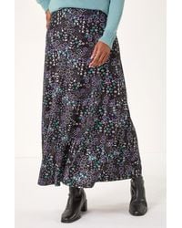 Roman - Ditsy Floral Print Stretch Midi Skirt - Lyst
