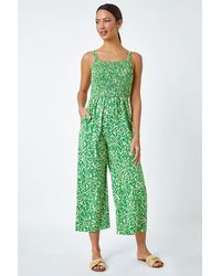 Roman - Aztec Print Crop Shirred Jumpsuit - Lyst