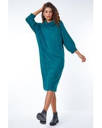 Roman - Roll Neck Knitted Midi Dress - Lyst