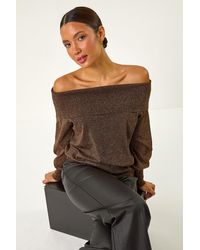 Roman - Bardot Shimmer Knit Jumper - Lyst