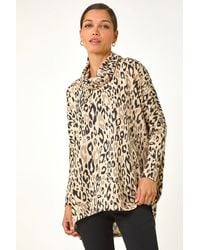 Roman - Animal Print Cowl Neck Tunic - Lyst