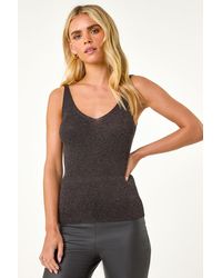 Roman Petite - Ribbed Shimmer Knit Vest - Lyst