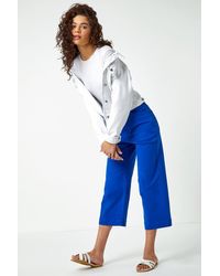 Roman - Wide Leg Stretch Cropped Denim Culottes - Lyst