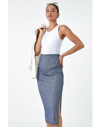 D.u.s.k - Metallic Shimmer Ruched Midi Skirt - Lyst