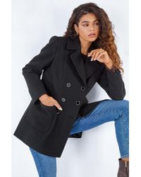 Roman - Double Breasted Smart Coat - Lyst