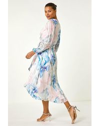 Roman - Ruffle Midi Wrap Dress - Lyst
