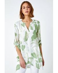 Roman - Palm Print Wrap Hem Tunic Top - Lyst