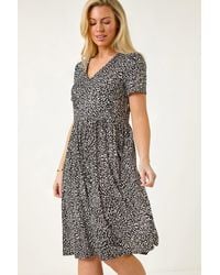 Roman Petite - Abstract Print Stretch Pocket Dress - Lyst