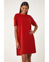 Roman - Stripe Print Jersey T-Shirt Dress - Lyst