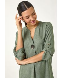 Roman - Longline V-Neck Button Tunic Top - Lyst
