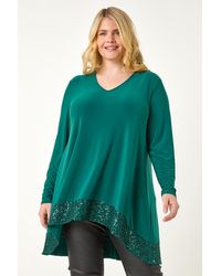 Roman Curve - Sequin Hem Stretch Top - Lyst