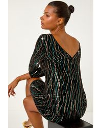 Roman - Sequin Embellished Velvet Bodycon Dress - Lyst