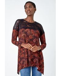 Roman - Lace Detail Paisley Print Stretch Top - Lyst