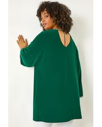 Roman Curve - Diamante Trim Stretch Top - Lyst