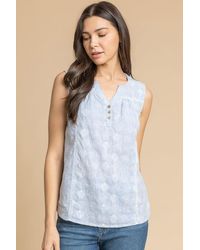 Roman - Sleeveless Embroidered Cotton Blouse - Lyst