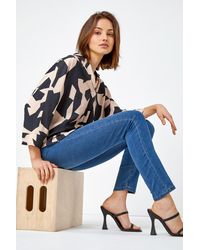 Roman - Abstract Print Collared Blouse - Lyst