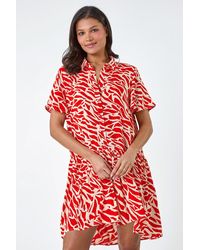 Lilly-and-Hope - Animal Print Tiered Smock Dress - Lyst