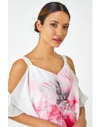 Roman - Floral Print Cold Shoulder Top - Lyst