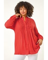 Roman Curve - Lace Trim Pintuck Blouse - Lyst