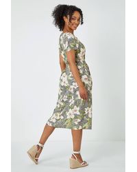 Roman Petite - Floral Zebra Print Midi Dress - Lyst