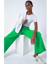 Roman - Wide Leg Elastic Waist Tie Front Trouser - Lyst