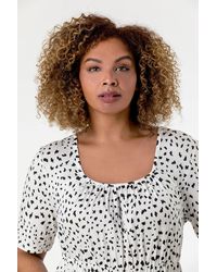 Roman Curve - Spot Print Gathered Top - Lyst