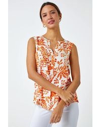 Roman - Sleeveless V-Neck Floral Print Vest - Lyst