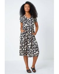 Roman Petite - Floral Stretch Pocket Midi Dress - Lyst
