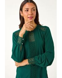 Roman - Lace Trim Detail Stretch Top - Lyst
