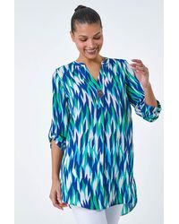 Roman - Abstract Longline Button Detail Tunic Top - Lyst