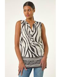 Roman - Stripe Border Print V-Neck Vest - Lyst