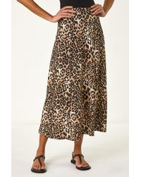 Roman - Leopard Print A-Line Midi Skirt - Lyst