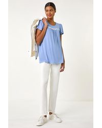 Roman - Daisy Trim Stretch Top - Lyst