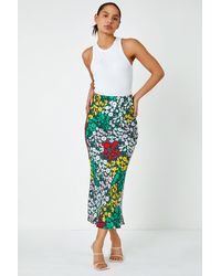 D.u.s.k - Contrast Floral Midi Skirt - Lyst