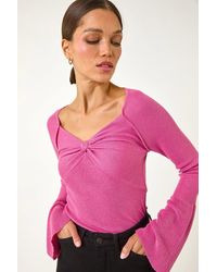 Roman - Sweetheart Neck Ruched Knit Jumper - Lyst