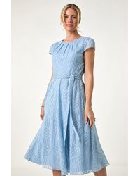 Roman Petite - Jacquard Gathered Neck Dress - Lyst