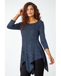 Roman - Glitter Hanky Hem Tunic Stretch Top - Lyst